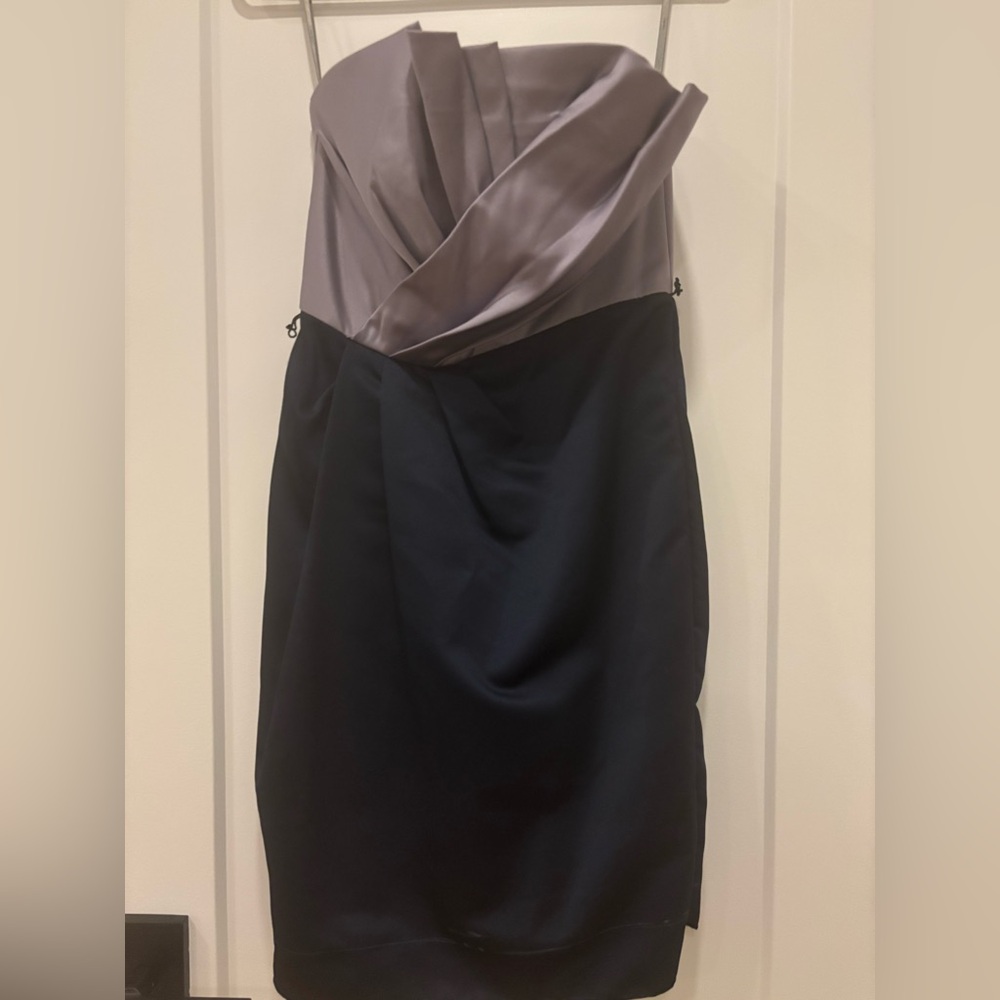 White by Vera Wang Silver Brown Asymmetrical Sheath Dress
